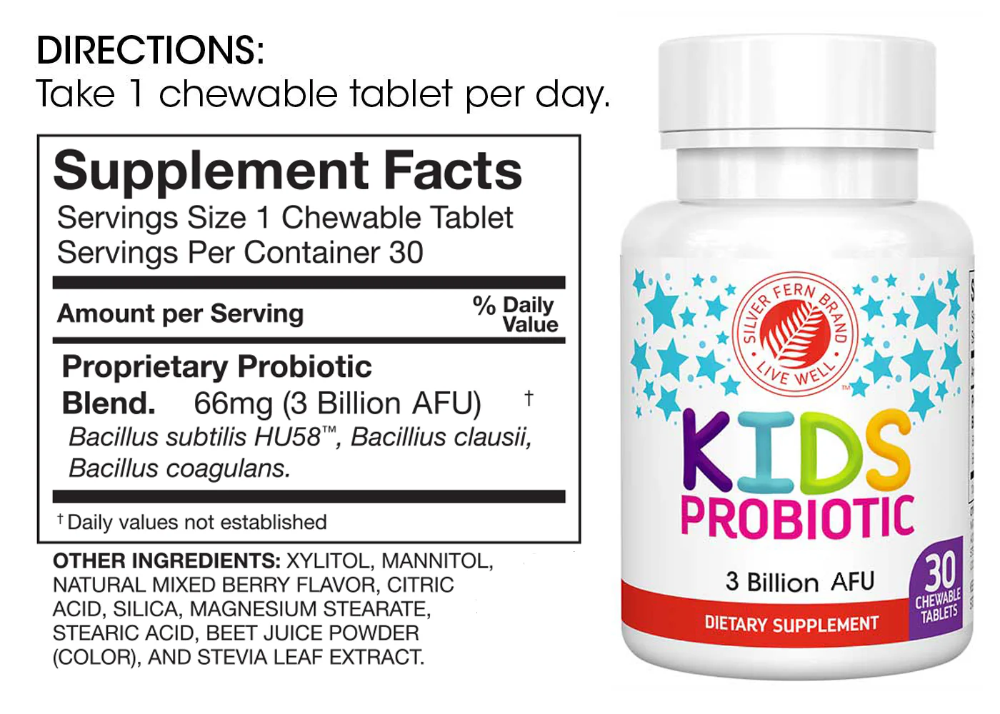 Kids Probiotic Supplement - 30 Chewable Tablets - Image 3
